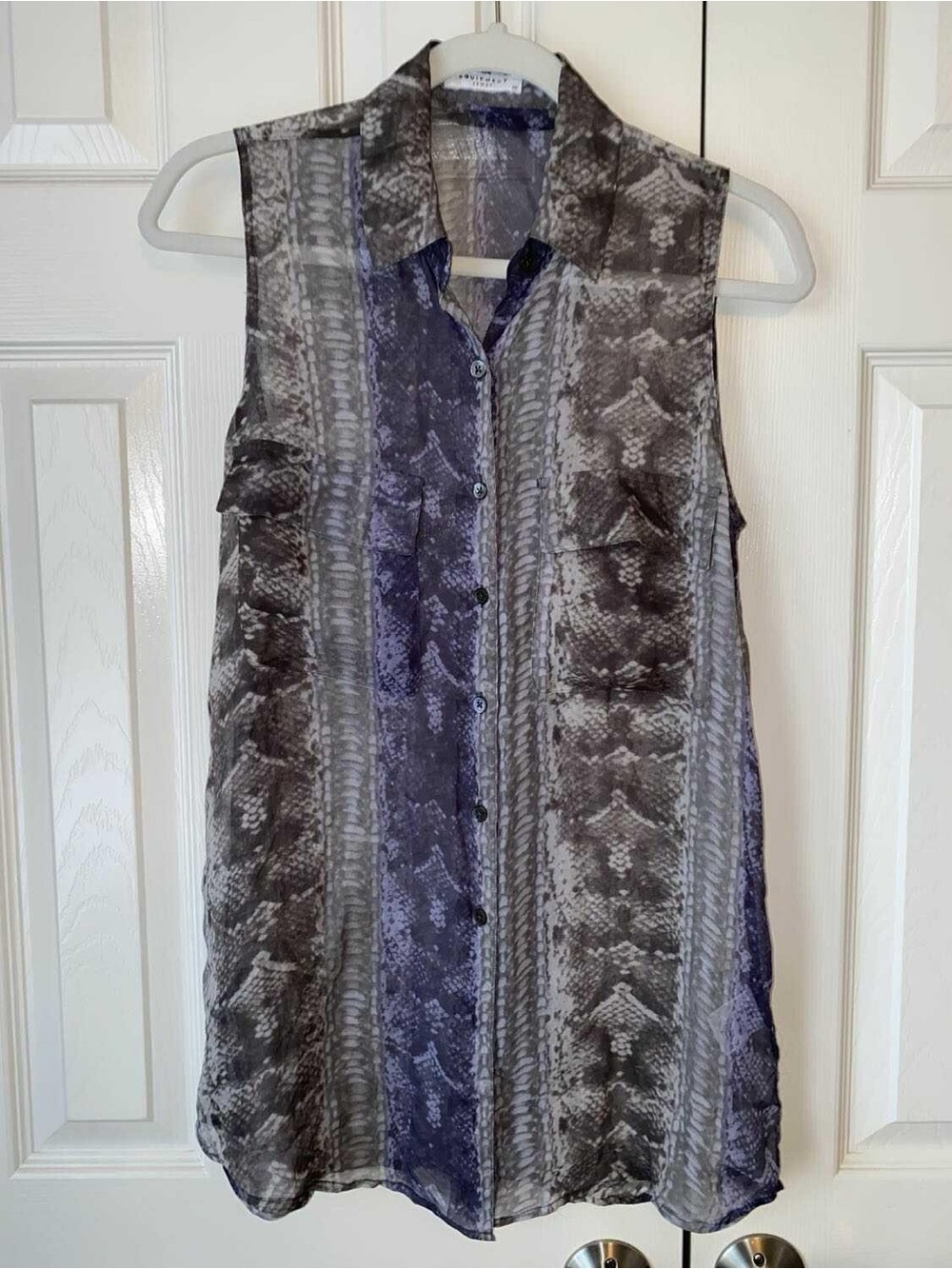 Designer Equipment Silk Python Button Down Tabk Top Shirt Feminine Like New XS
